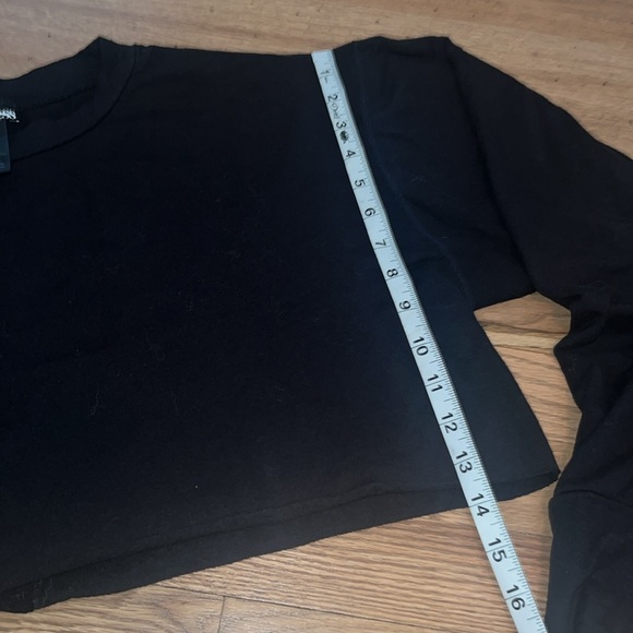 ALL ACCESS Encore Cropped Raw Edge Sweatshirt In Black Size M - Picture 6 of 8